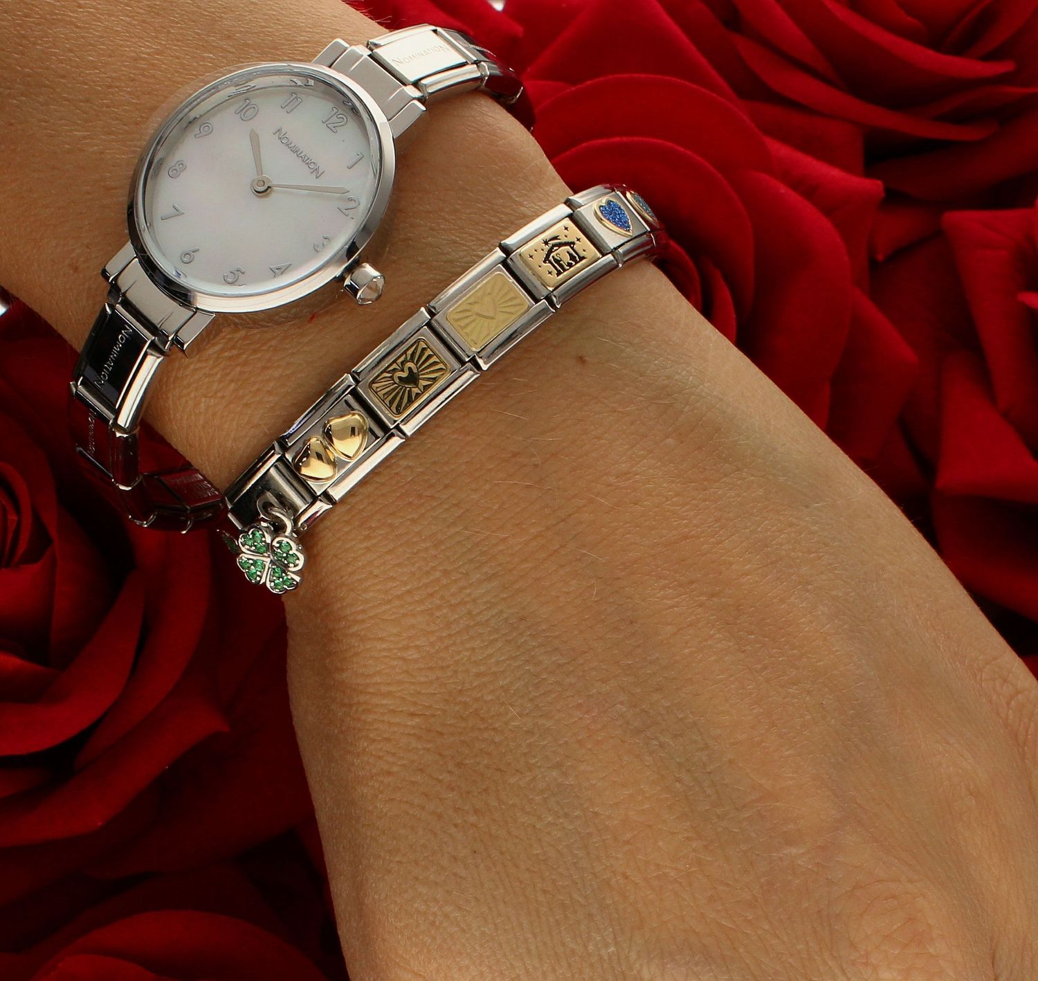 Nomination Link 18K Brokatowe niebieskie serce 030220 07.png